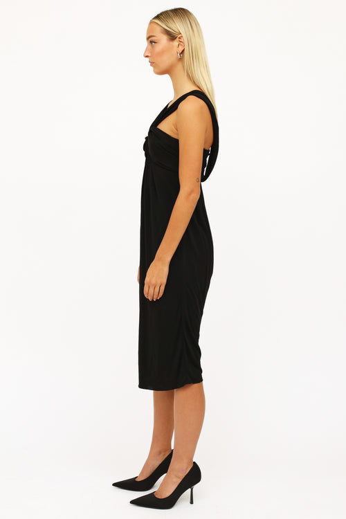Dior Black Draped Midi Dress