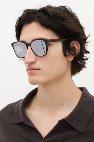 Dior Black Step Mirrored Square Sunglasses