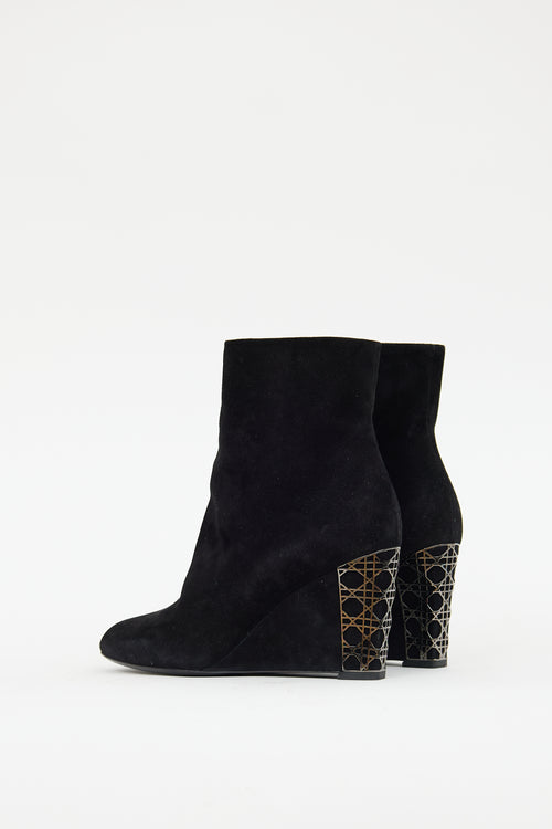 Dior Black Suede Cannage Day Wedge Boot