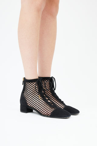 Dior Black Suede & Fishnet Naughtily-D Boot