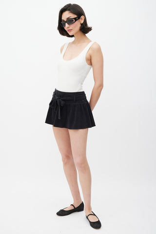 Dior Black Terrycloth Ruffled Mini Skirt