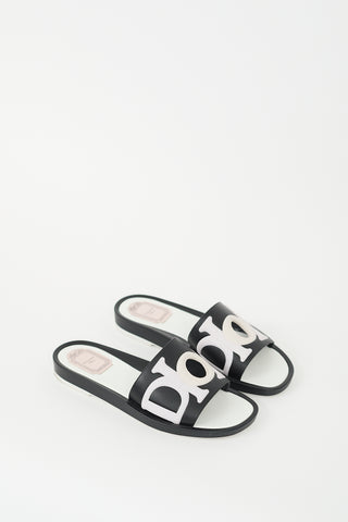 Dior Black & Multi Leather Marina Slide