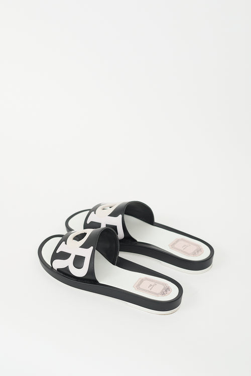 Dior Black & Multi Leather Marina Slide