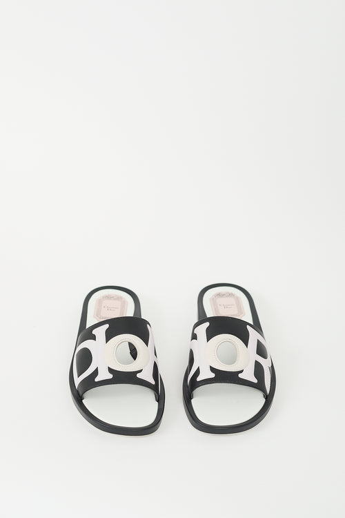 Dior Black & Multi Leather Marina Slide