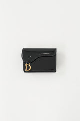Dior Black Patent Leather Saddle Wallet