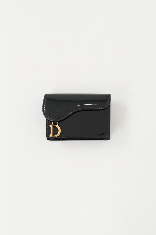 Dior Black Patent Leather Saddle Wallet