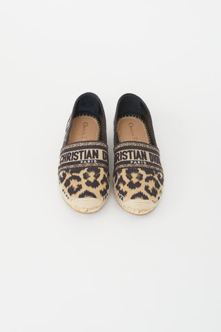 Dior Black & Brown Granville Pattern Espadrille Flat