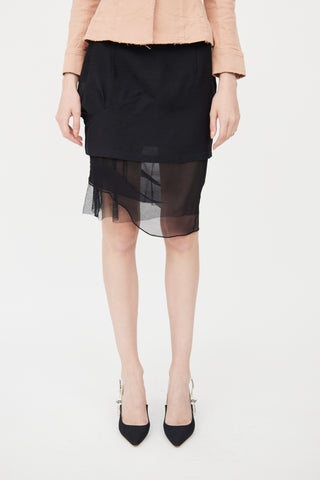 Dior Black Wool Blend Layered Skirt