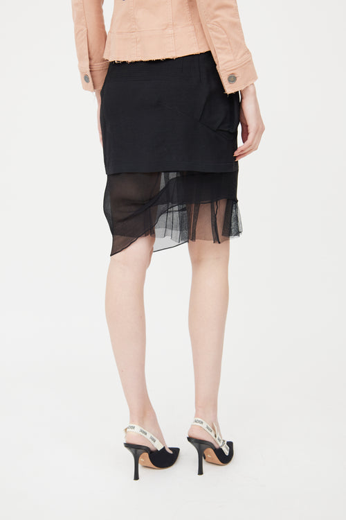 Dior Black Wool Blend Layered Skirt