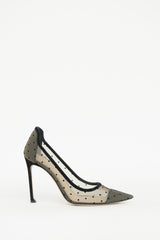 Dior Beige & Black Mesh Polka Dot Pump