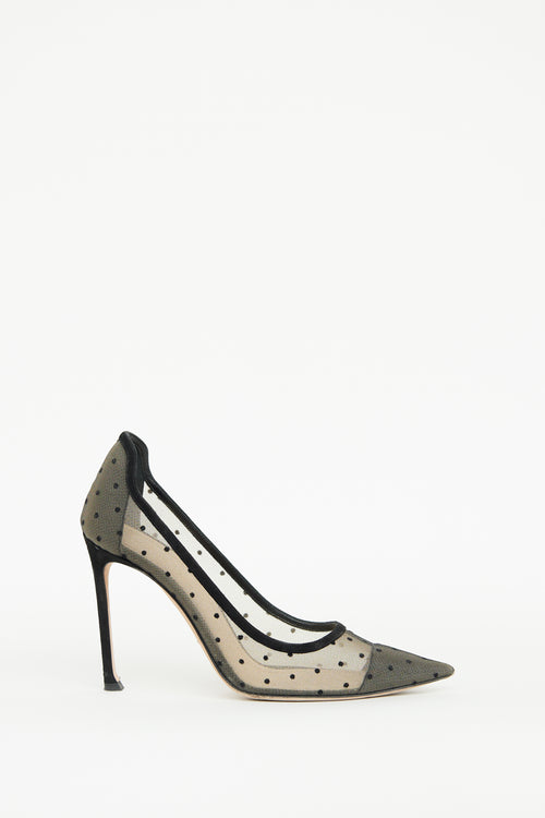 Dior Black Dotted Mesh Pump