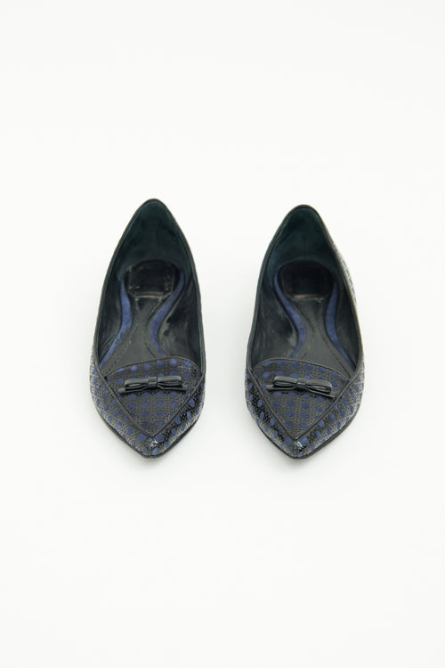 Dior Navy Cannage Pointy Flat