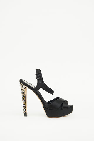 Dior Black Satin Crystal Cannage Pump