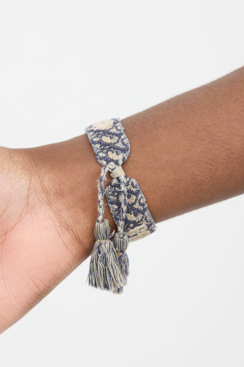 Dior Blue & Beige Cotton J'Adior Woven Bracelet