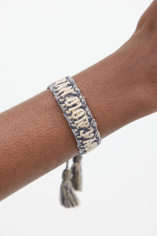 Dior Blue & Beige Cotton J'Adior Woven Bracelet