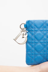 Dior Blue Cannage Coated Canvas Pouch