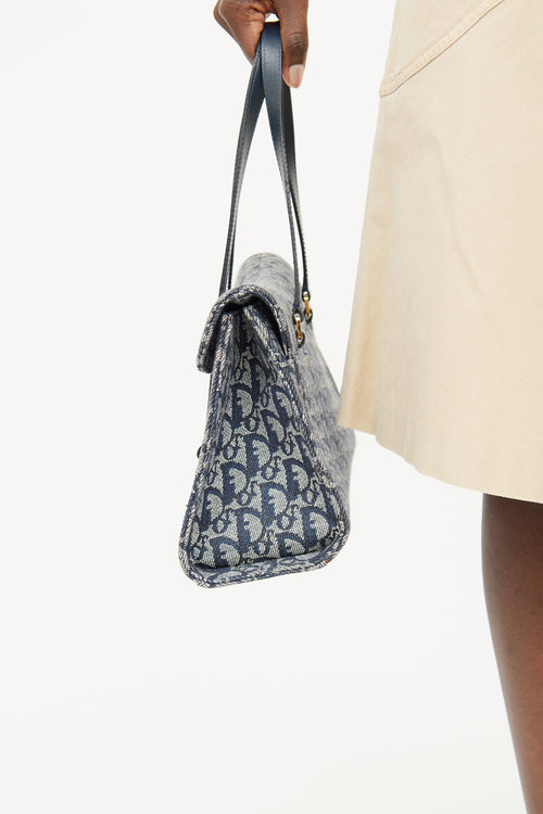 Dior Navy Trotter Canvas Shoulder Bag