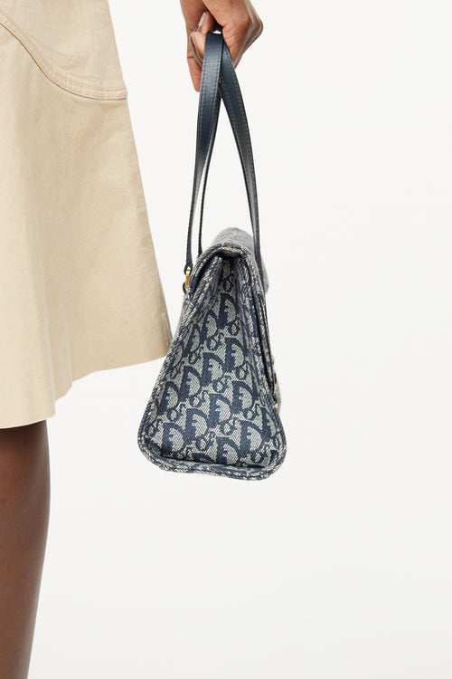Dior Navy Trotter Canvas Shoulder Bag