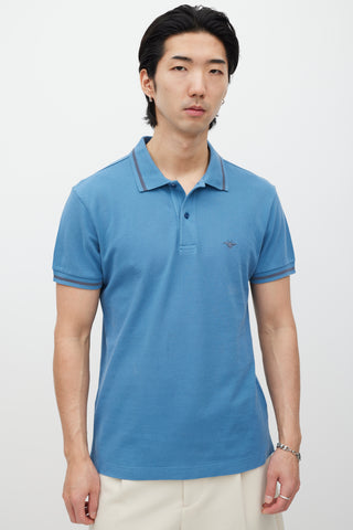 Dior Blue & Grey Embroidered Polo