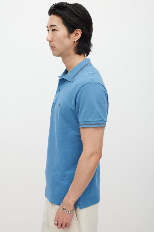 Dior Blue & Grey Embroidered Polo