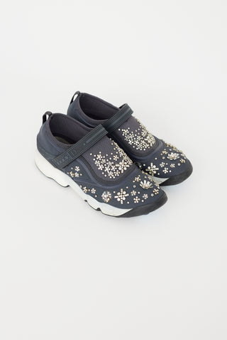 Dior Blue Neoprene & Mesh Fusion Crystal Sneaker