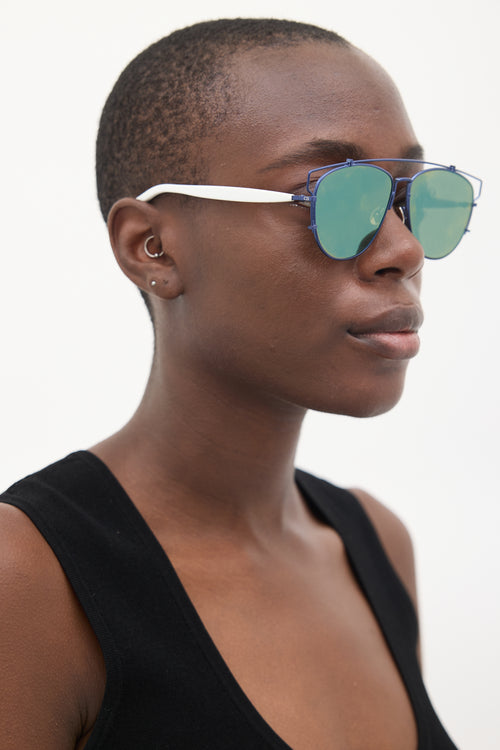 Dior Blue & White DiorTechnologic Circular Sunglasses