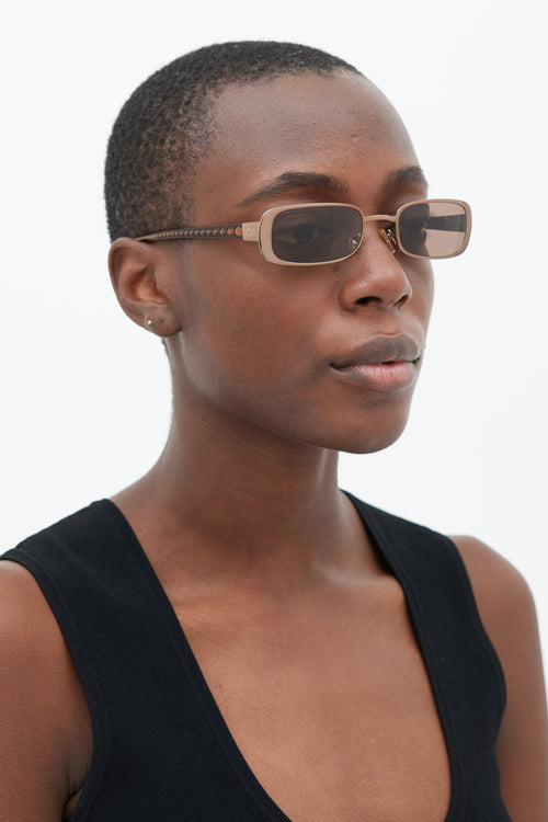Dior Brown Fitting 10Z Rectangle Sunglasses
