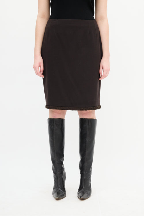 Dior Brown Fringe Blazer Skirt Set