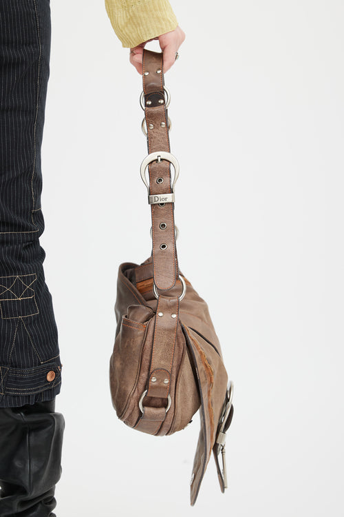 Dior 2006 Brown Leather Gaucho Saddle Shoulder Bag