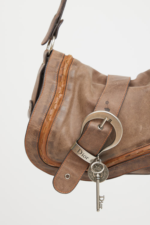 Dior 2006 Brown Leather Gaucho Saddle Shoulder Bag