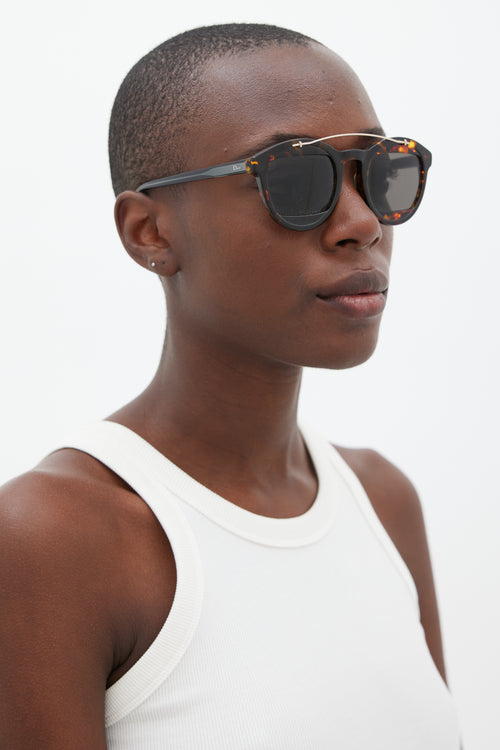 Dior Brown & Gold Mania 1 Circular Sunglasses