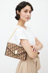 Dior Brown & Gold Monogram Trotter Shoulder Bag