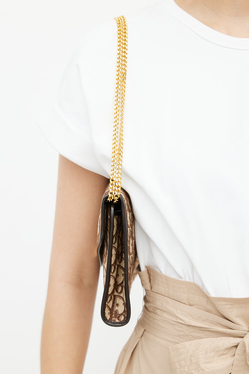 Dior Brown & Gold Monogram Trotter Shoulder Bag