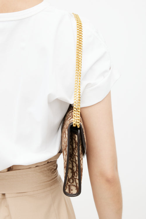 Dior Brown & Gold Monogram Trotter Shoulder Bag