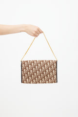 Dior Brown & Gold Monogram Trotter Shoulder Bag