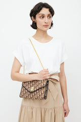 Dior Brown & Gold Monogram Trotter Shoulder Bag