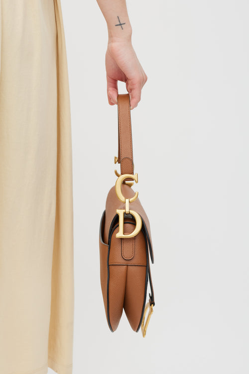 Dior 2028 Brown Leather Classic Saddle Bag