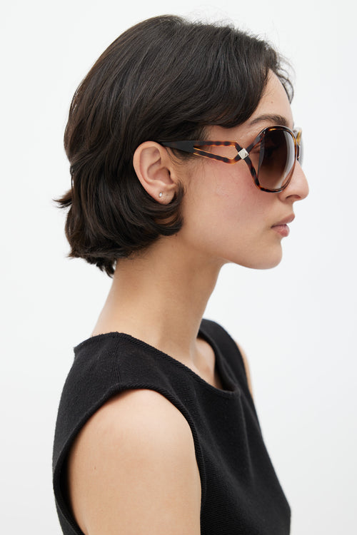 Dior Brown Madrague V08JS Oversized Sunglasses