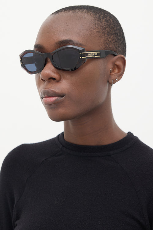 Dior Brown Marbled DiorSignature B1U Angular Sunglasses