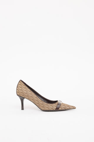 Dior Brown D'Orsay Logo Canvas Pump