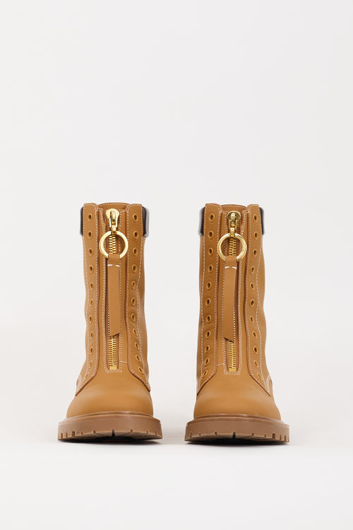 Dior Brown Leather Zipped Boot