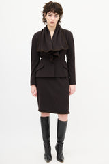 Dior Brown Fringe Blazer Skirt Set