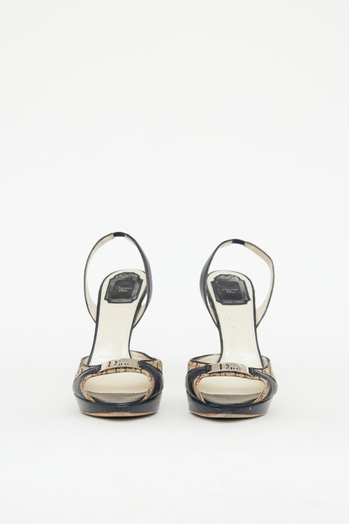 Dior Brown & Black Monogram Diorissimo Slingback Heel