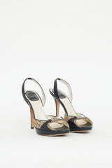Dior Brown & Black Monogram Diorissimo Slingback Heel