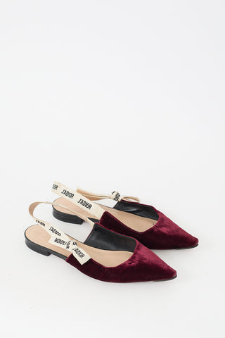 Dior Burgundy & White Velvet J'Adior Flat