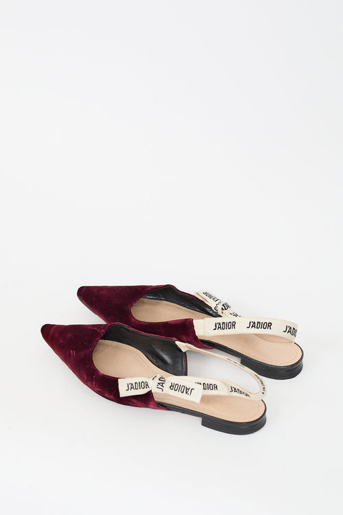 Dior Burgundy & White Velvet J'Adior Flat