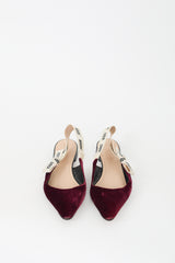 Dior Burgundy & White Velvet J'Adior Flat