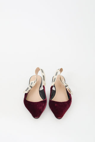 Dior Burgundy & White Velvet J'Adior Flat