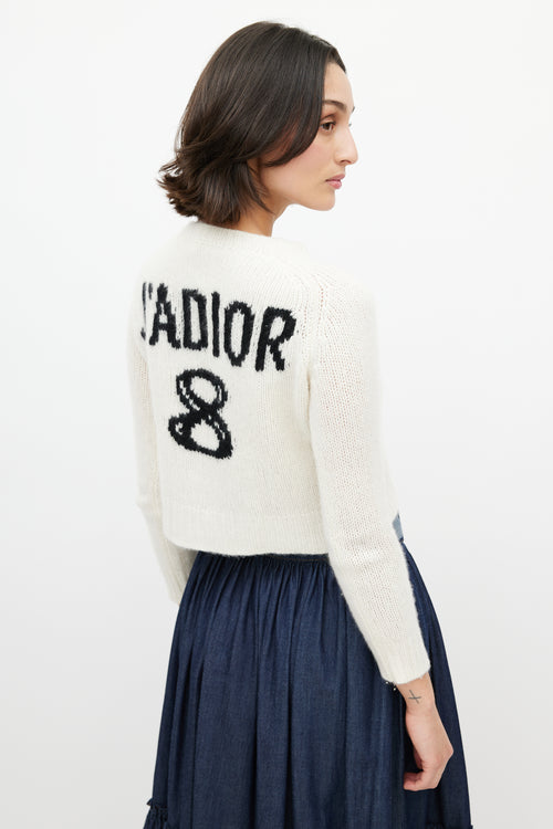 Dior Cream & Black J'Adior 8 Cropped Sweater