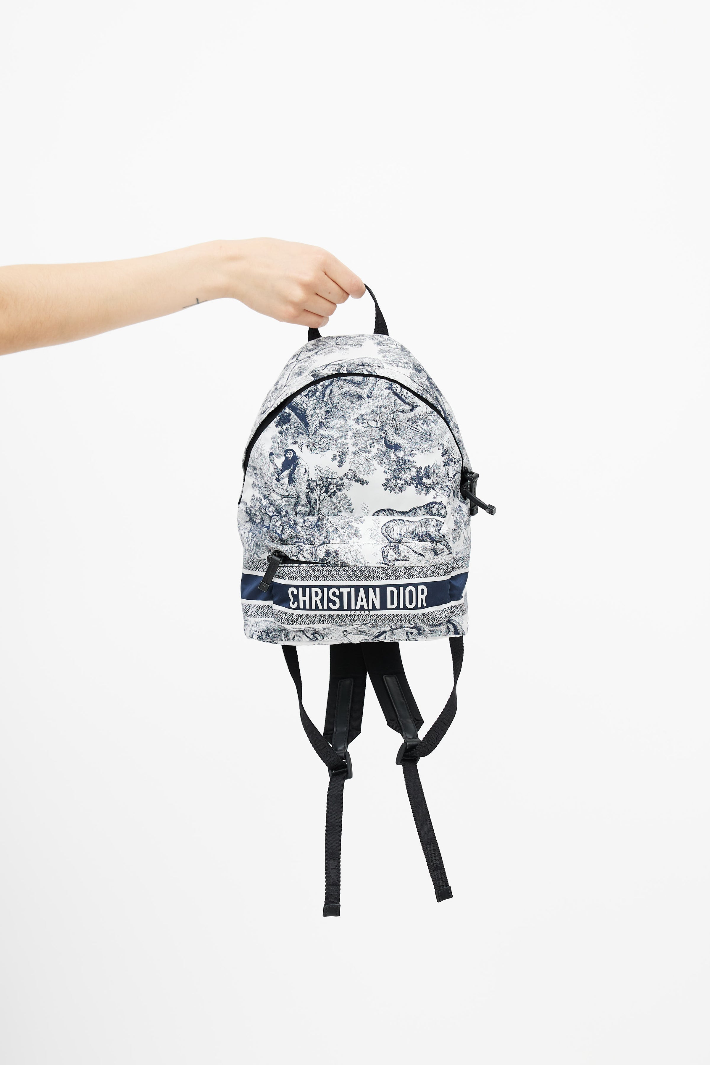 dior backpack mini splatter paint patterns Dior // 2021 White & Navy DiorTravel Nylon Backpack – VSP Consignment